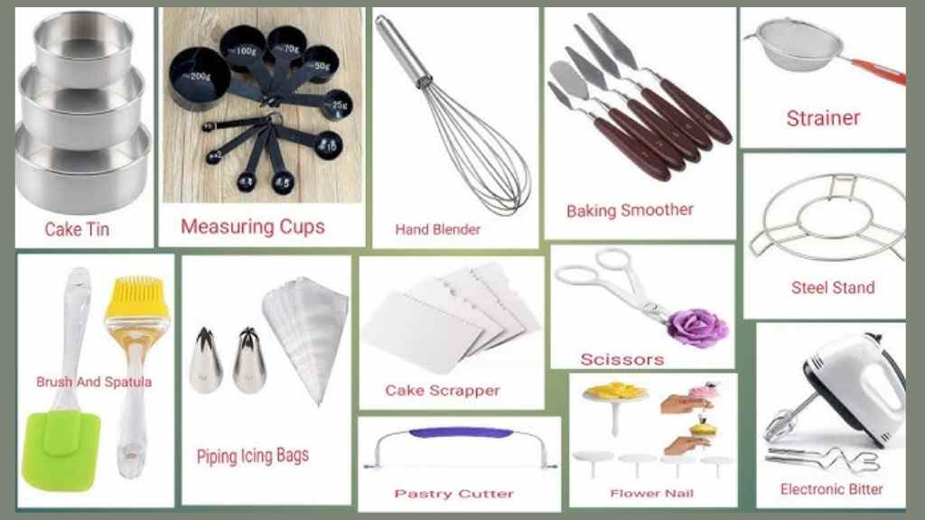 Cake Baking Tools and Equipment Names with Pictures